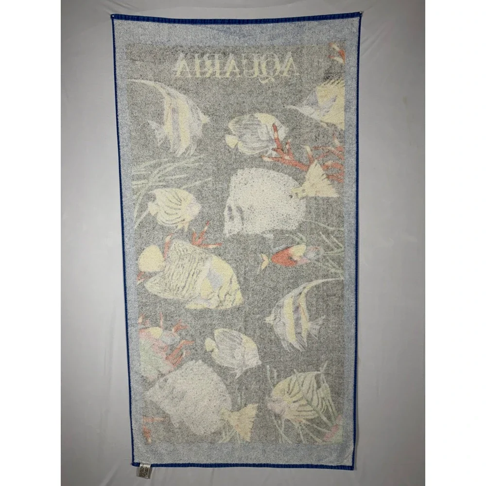Vtg TerriSol Karsten Beach Towel Aquaria Tropical Fish Ocean‎ 100% Cotton Brazil
